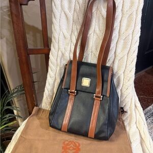 Loewe Black Nylon and Brown Leather Shoulder Bag with COA